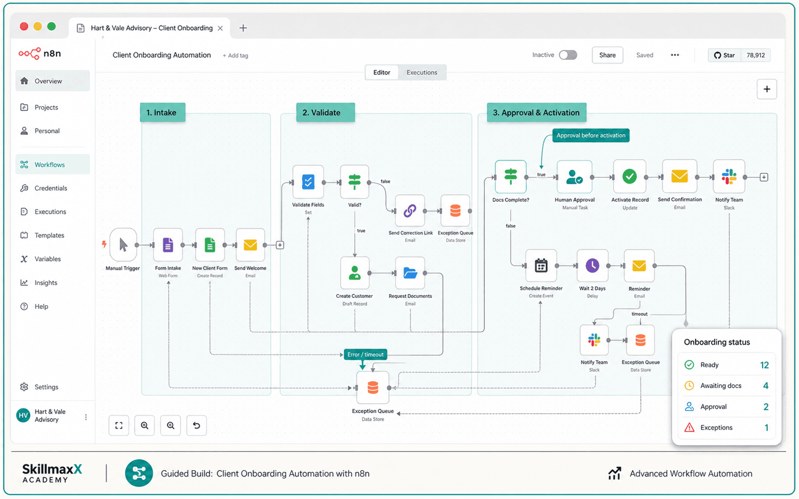 Illustrative guided build for Customer Onboarding Agent