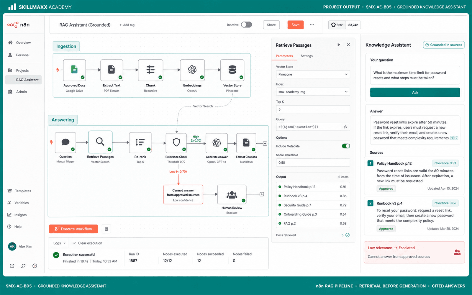Illustrative guided build for Grounded Knowledge Assistant