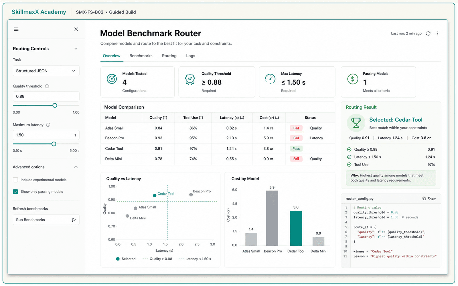 Illustrative guided build for Multi-Model Benchmark and Router