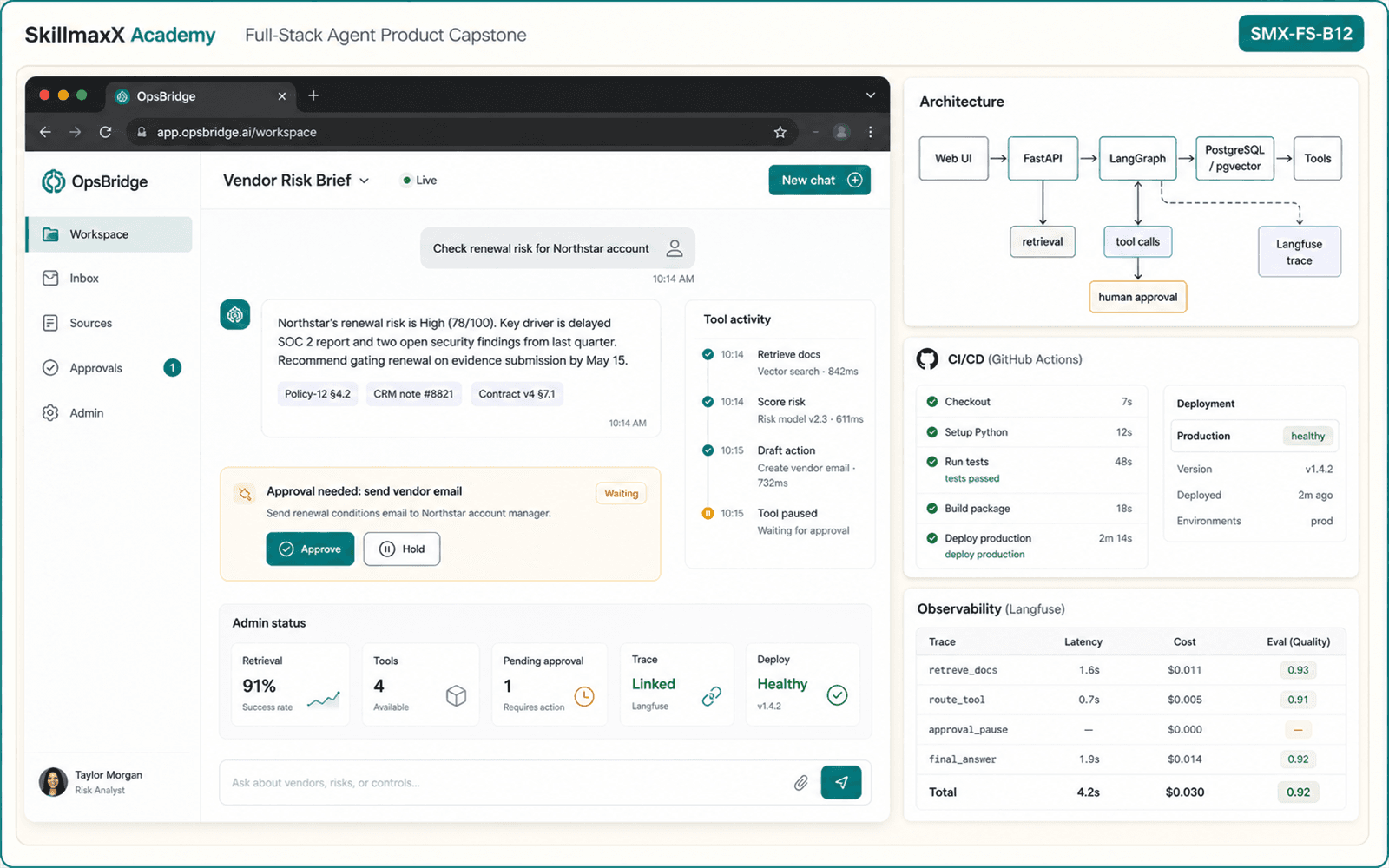 Illustrative guided build for Full-Stack Agent Product