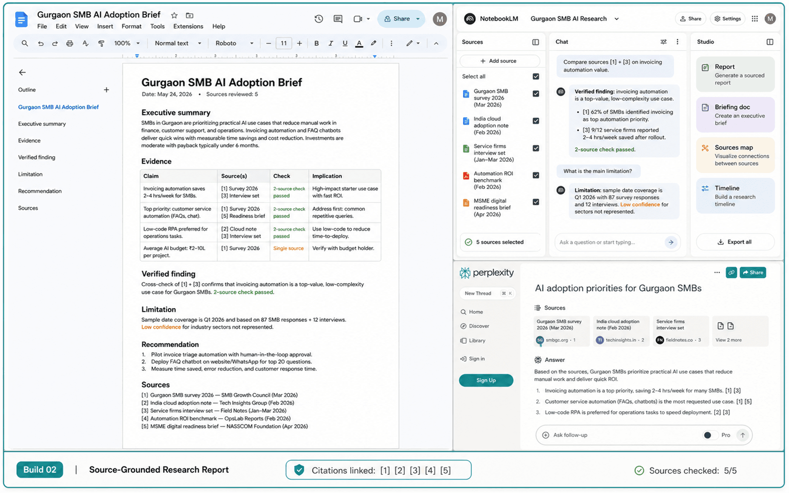 Illustrative guided build for Source-Grounded Research Report