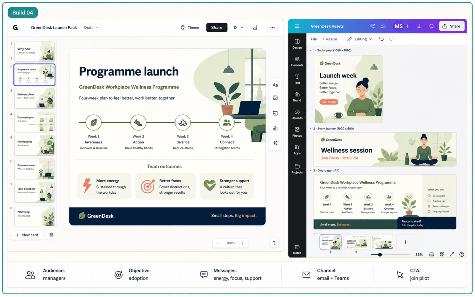 Illustrative guided build for Content and Presentation Pack