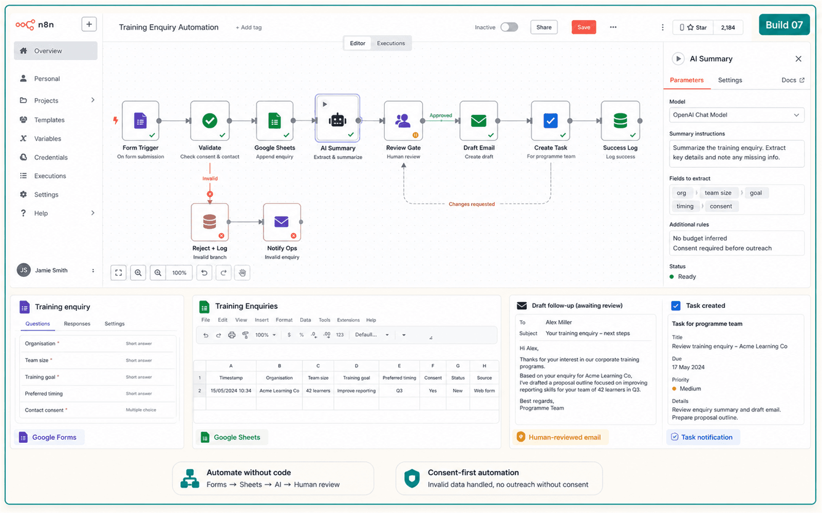 Illustrative guided build for Simple Business Automation