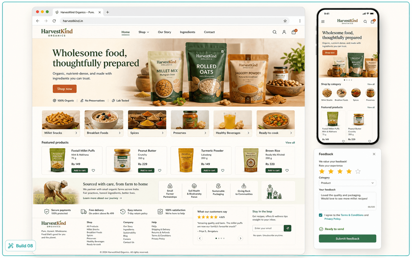 Illustrative guided build for AI-Built Website and Customer-Feedback Application
